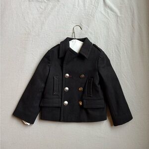 Zara Kids Classic Black Peacoat with Metallic Buttons
